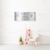 Geslacht openbaring blauw roze zilver spandoek (Insitu)