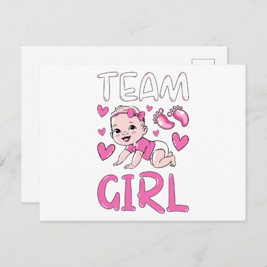 Geslacht Reveal Team Meisje Feest Set Briefkaart (Voorkant / Achterkant)