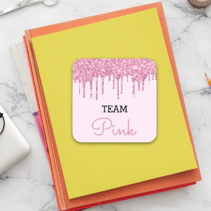 Geslacht Reveal Voorspellingen Roze Meisje Glitter Vierkante Sticker
