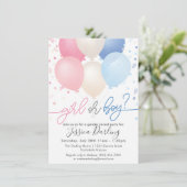 Geslacht Roze en Blauwe Balloons en Confetti onthu Kaart (Staand voorkant)