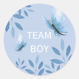 Geslacht Team Boy blauwe waterverf florale Ronde Sticker