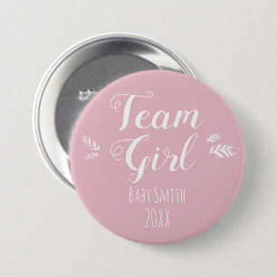 Geslacht Team Girl-roze  Ronde Button 7,6 Cm