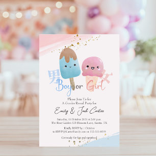 Geslacht van jongen of meisje onthult Kawaii-ijs Kaart
