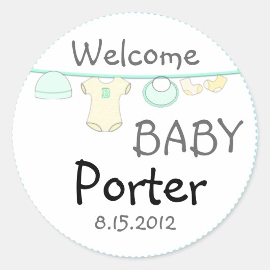 Geslacht Verrassend Baby shower Ronde Sticker (Voorkant)
