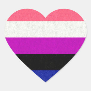 Geslacht Vloeiend Pride Vlag gekleurd Achtergrondo Hart Sticker