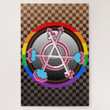 Geslachtsanarchisme symbool, embleem op donkere sc