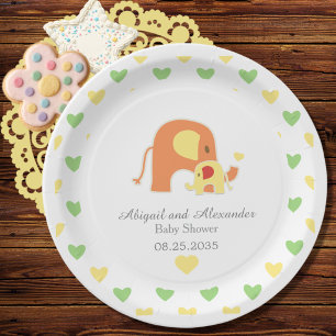 Geslachtsneutraal olifant thema babyshower servet papieren bordje