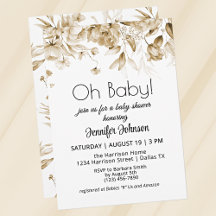 Geslachtsneutraal Sepia  Bloemen Baby shower