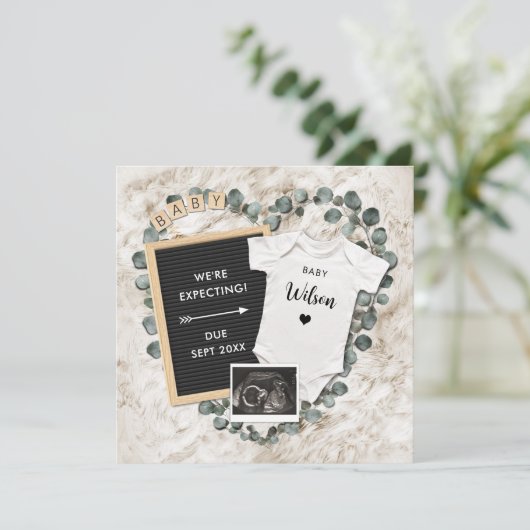 Geslachtsneutraal Social Media Zwangerschap Aankondiging (Staand voorkant)