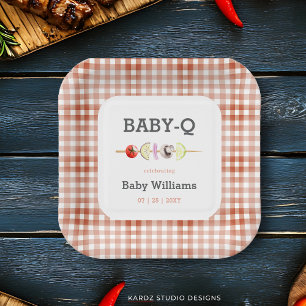 Geslachtsneutrale BabyQ BBQ Baby Shower Papieren Bordje