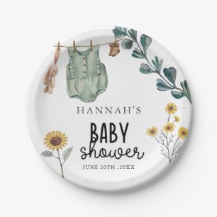 Geslachtsneutrale Boho BABY SHOWER WATERVERF Papieren Bordje