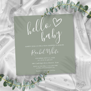 Geslachtsneutrale Boho Saliegroene Hello Baby Show Kaart
