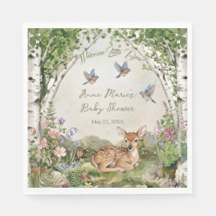 Geslachtsneutrale bosboog en hertenbaby shower servet