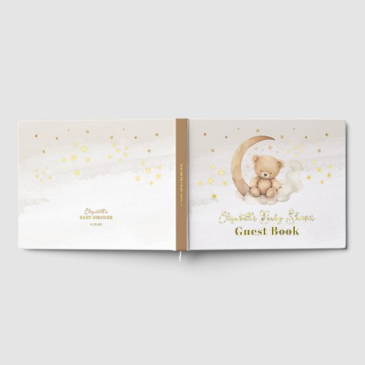 Geslachtsneutrale bruine teddybeer-Baby shower Gastenboek (Volledig)