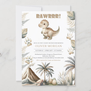 Geslachtsneutrale Dino Baby Shower Uitnodiging
