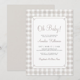 Geslachtsneutrale Gingham Baby Shower Kaart