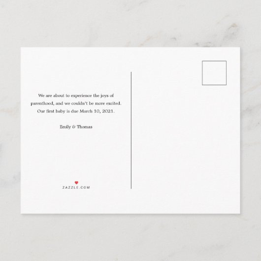 Geslachtsneutrale kalender Zwangerschap Onbekend/ Aankondigingskaart (Achterkant)