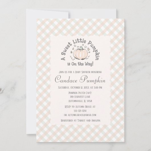 Geslachtsneutrale kleine pompoen Herfst Baby showe Kaart (Voorkant)