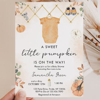 Geslachtsneutrale Little Pumpkin Baby Shower Kaart