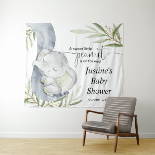 Geslachtsneutrale olifant baby shower achtergrondb wandkleed