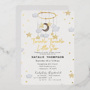 Geslachtsneutrale Twinkle Little Star Baby Shower Folie Uitnodiging