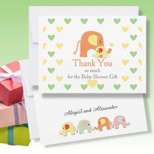 Geslachtsonzijdig Olifant Thema Baby Shower Bedankkaart