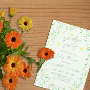 Geslachtsonzijdige baby shower tuinfeest kaart