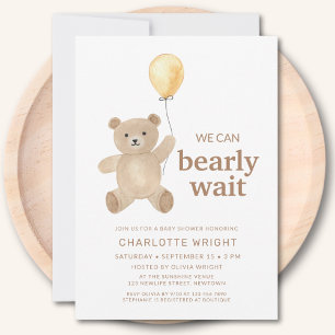 Geslachtsonzijdige babyshower met teddybeer kaart