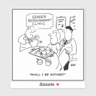 Geslachtsverandering Man naar Vrouw Funny Cartoon Sticker
