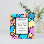 Geslepen mozaïek bruiloft uitnodiging (Staand voorkant)