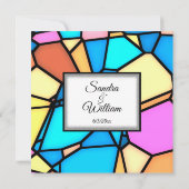 Geslepen mozaïek bruiloft uitnodiging (Achterkant)