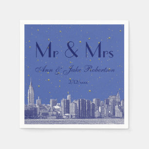 Geslepen NYC-silhouet doe-het-zelf-achtergrond bla Servet
