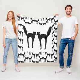 Geslepen zwarte katten fleece deken