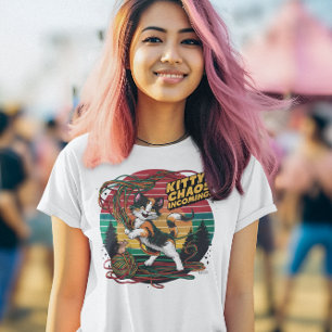 Geslopte Felines Yarn Dance Kat Chaos Incoming! T-shirt