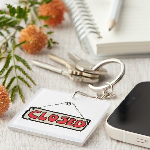 Gesloten bedrijf deur bord sleutelhanger