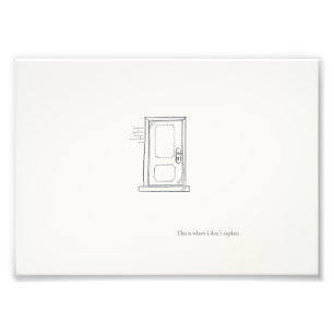 Gesloten Deur/Lijnkunst/ Bedachtzame Muurprint Foto Afdruk