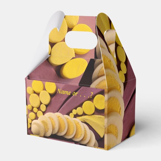 Gesloten, gekookte eicel, geel Afbeelding, voorzij Bedankdoosjes (Voorkant Zijde)