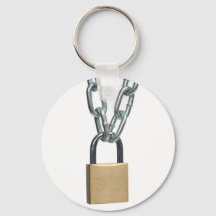 Gesloten hangslot en ketting sleutelhanger