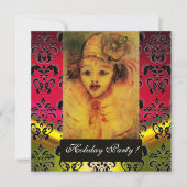 GESLOTEN IN GEEL, RODE, ZWARTE DAMASKMONOGRAM Gem Kaart (Voorkant)