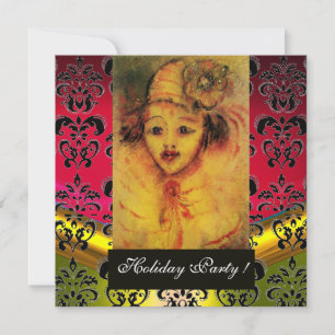 GESLOTEN IN GEEL, RODE, ZWARTE DAMASKMONOGRAM Gem Kaart