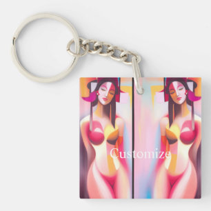 Gesloten ogen vrouwelijke pose Thunder_Cove Sleutelhanger