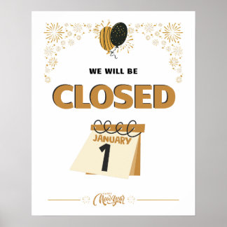 Gesloten op 1 januari Winkeluren Poster
