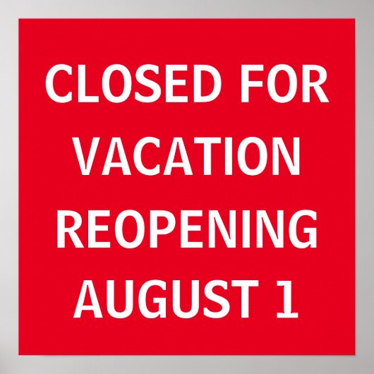 Gesloten voor vakantie zakelijk rood poster (Voorkant)