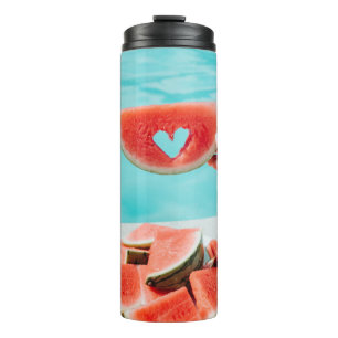 Gesloten watermeloen op wit papier thermosbeker