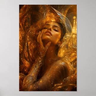 Gesmolten Amber Droombeeld Portret Kunst Poster