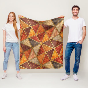 Gesmolten Amber en Krimson Geometrisch - Marmer Mo Fleece Deken