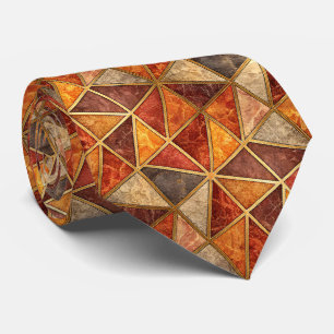 Gesmolten Amber en Krimson Geometrisch - Marmer Mo Stropdas