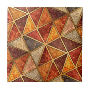 Gesmolten Amber en Krimson Geometrisch - Marmer Mo Tegeltje