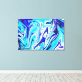 Gesmolten blauw | Marmer Fluid Art Canvas Afdruk (Insitu (Houten vloer))