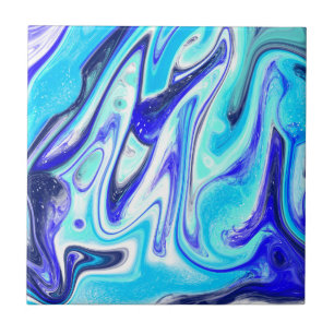 Gesmolten blauw   Marmer Fluid Art Tegeltje